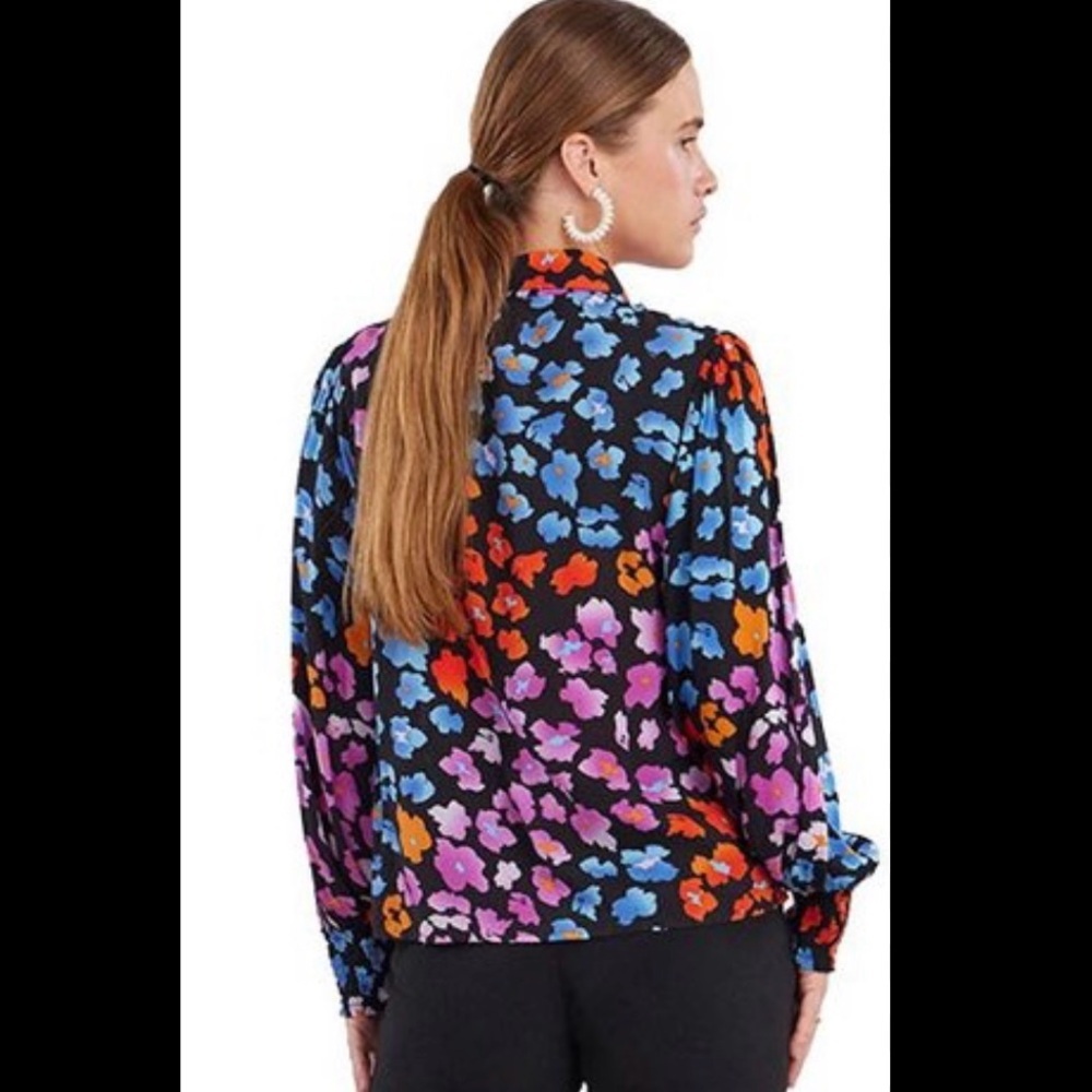 J. Crew Women's Colorful Floral Blouse - Black, Blue, Pink - Picture 7 of 7